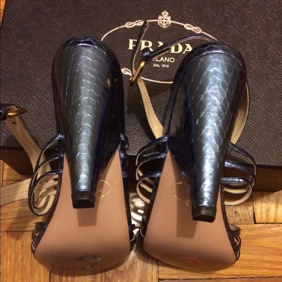 Prada Metallic Blue Wedges - Picture 4 of 8